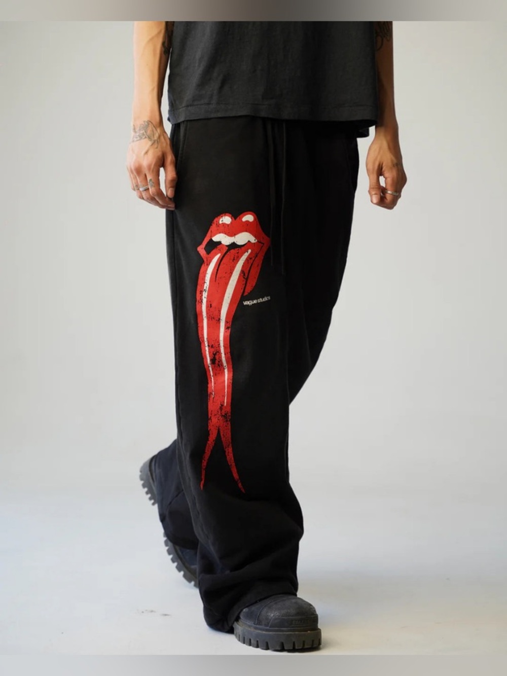 Vague Studios Distressed Black ROLLING SWEATPANTS Unisex